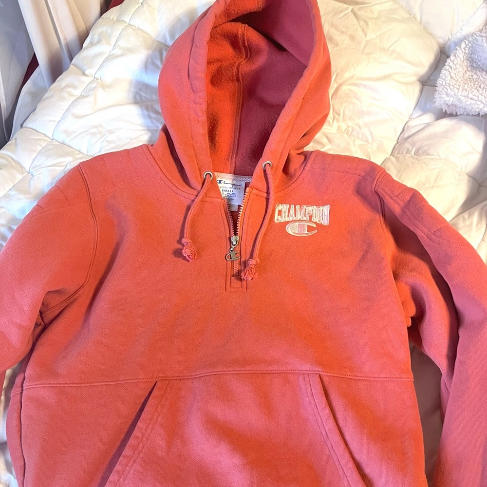 Champion fleece lined quarter zip, coral size S